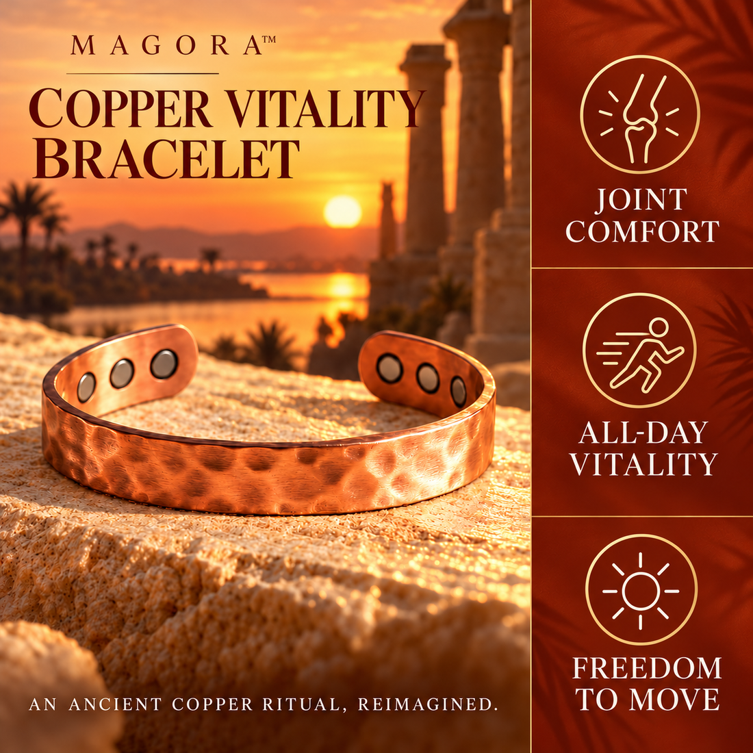 Magora Copper Vitality Bracelet, joint comfort, all-day vitality and freedom to move