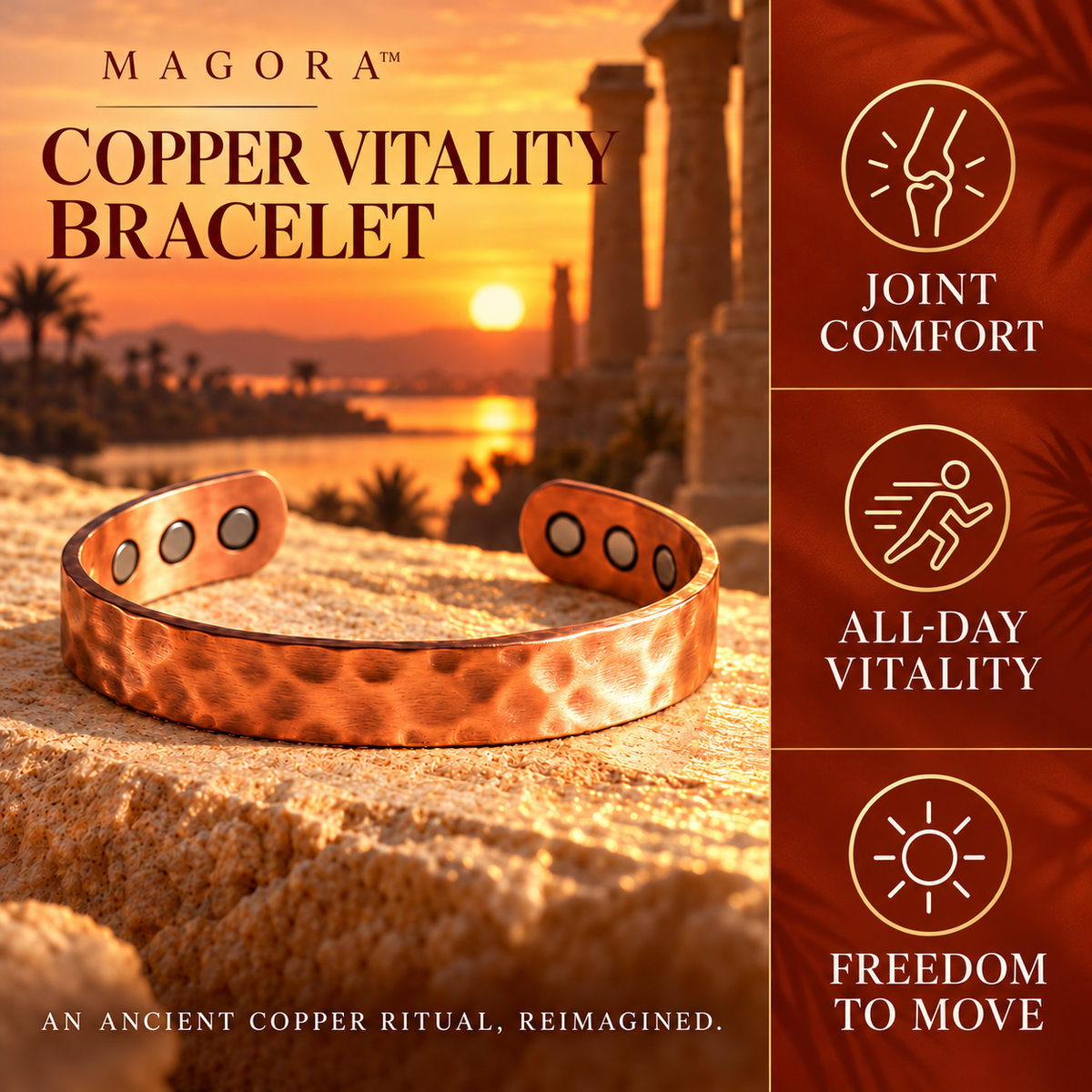 Magora Copper Vitality Bracelet, joint comfort, all-day vitality and freedom to move
