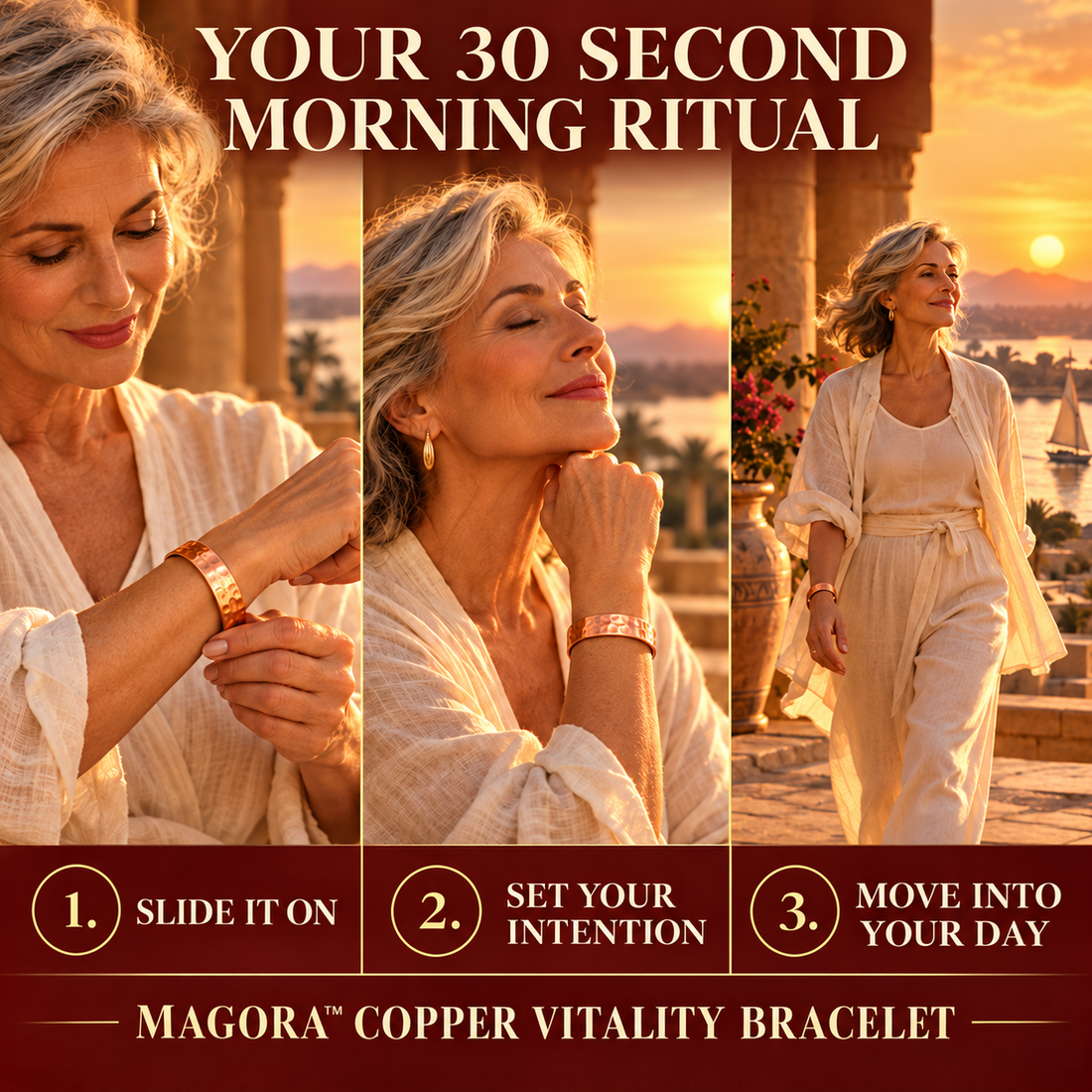 Magora Copper Vitality Bracelet, 30 second morning ritual